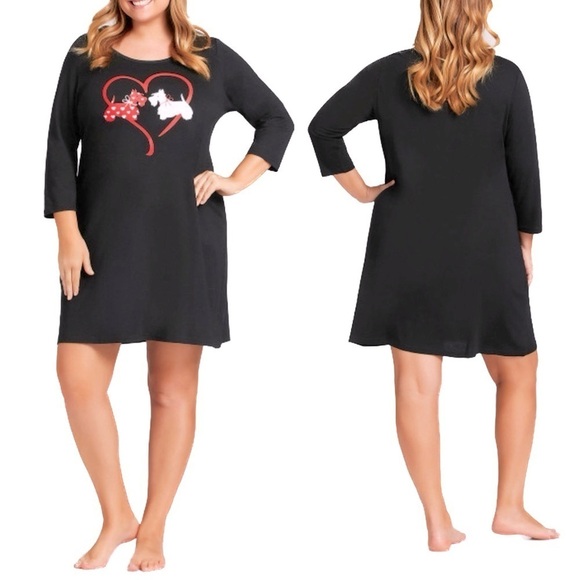 AVENUE BODY 22/24W(2X) Dog Black Sleep Shirt CC05.8 - Picture 2 of 6